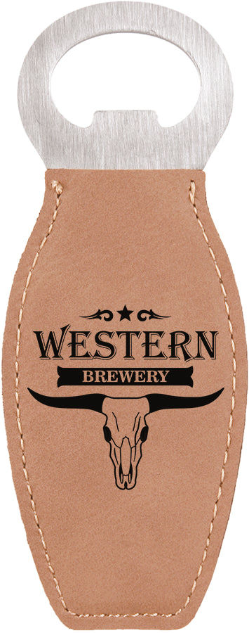 Rounded Leatherette Bottle Opener with Magnet