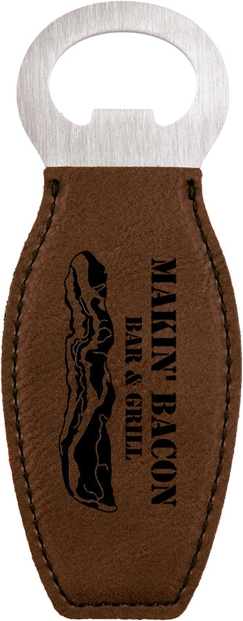 Rounded Leatherette Bottle Opener with Magnet