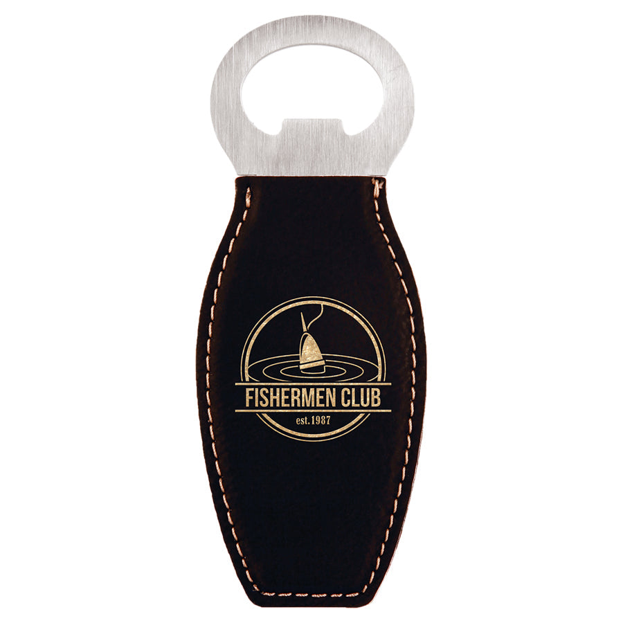 Rounded Leatherette Bottle Opener with Magnet