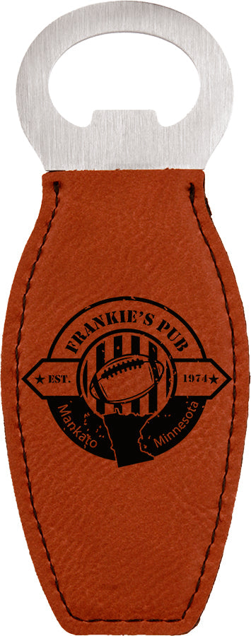 Rounded Leatherette Bottle Opener with Magnet