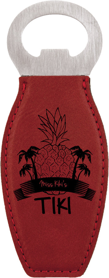 Rounded Leatherette Bottle Opener with Magnet