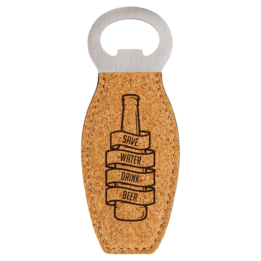 Rounded Leatherette Bottle Opener with Magnet