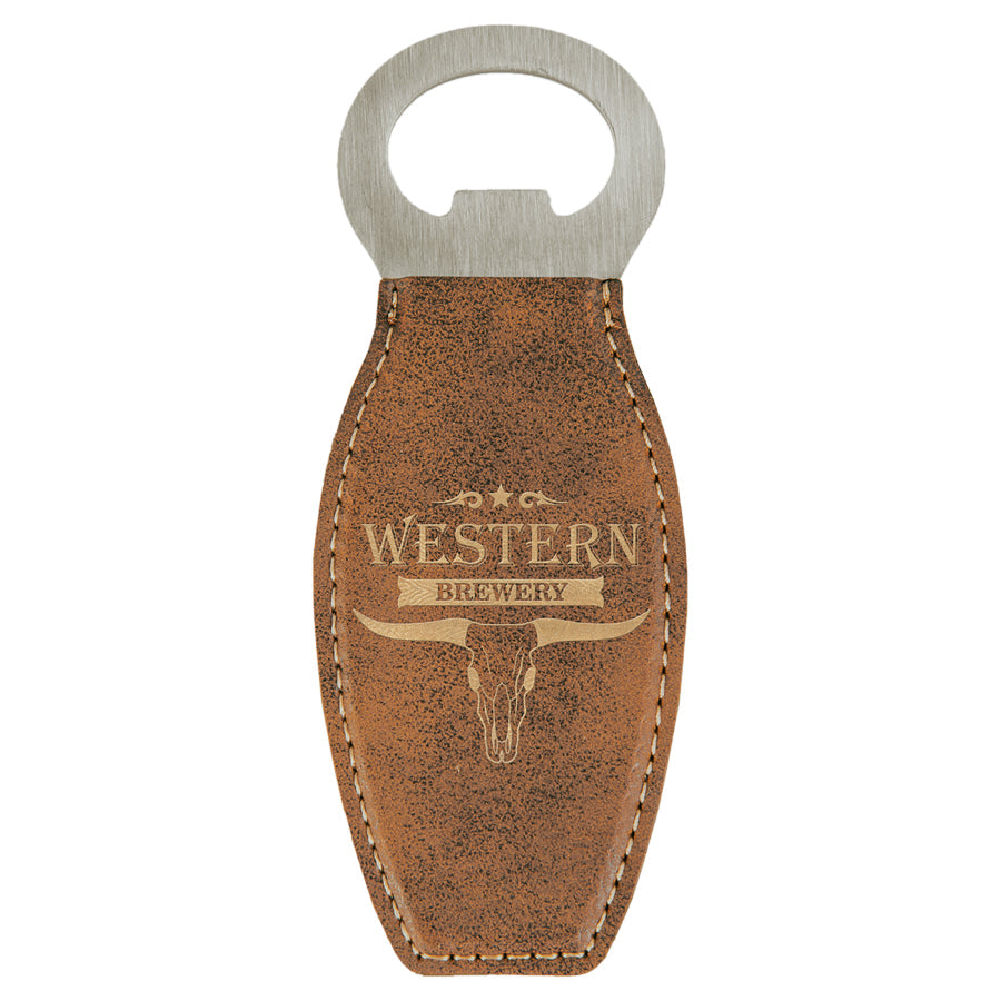Rounded Leatherette Bottle Opener with Magnet