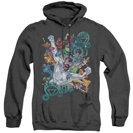 Green Lantern Lanterns Unite Heather Mens Hoodie Black Officially Licensed