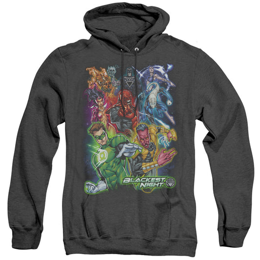 Green Lantern Blackest Group Heather Mens Hoodie Black Officially Licensed
