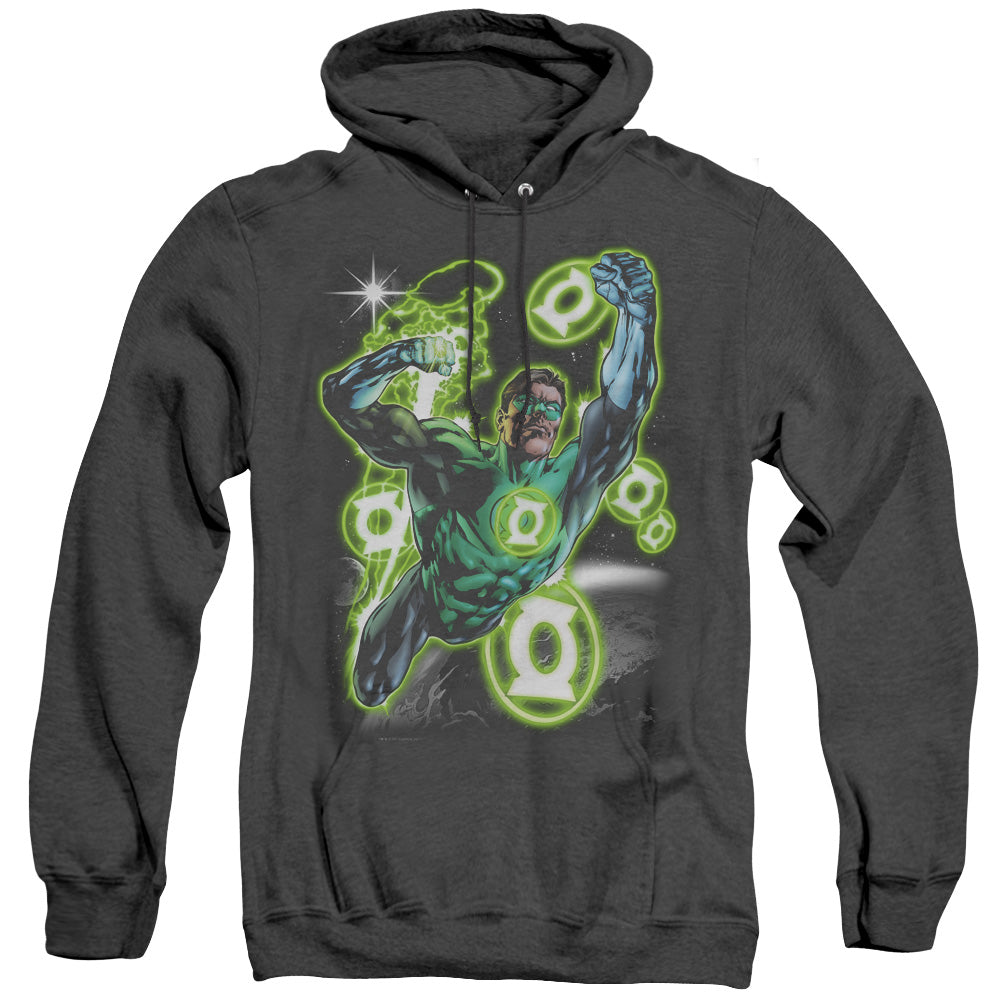 Green Lantern Earth Sector Mens Heather Hoodie Black Officially Licensed