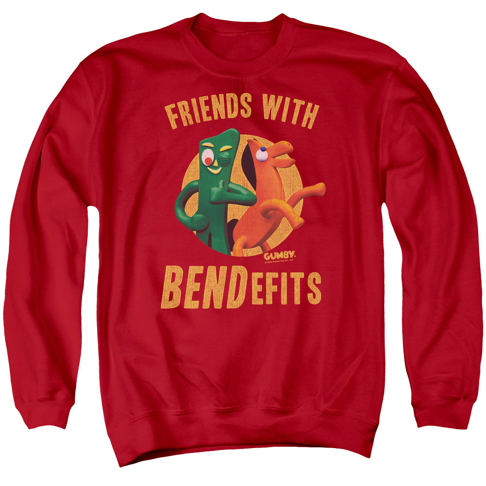 Gumby Bendefits Mens Crewneck Sweatshirt Red