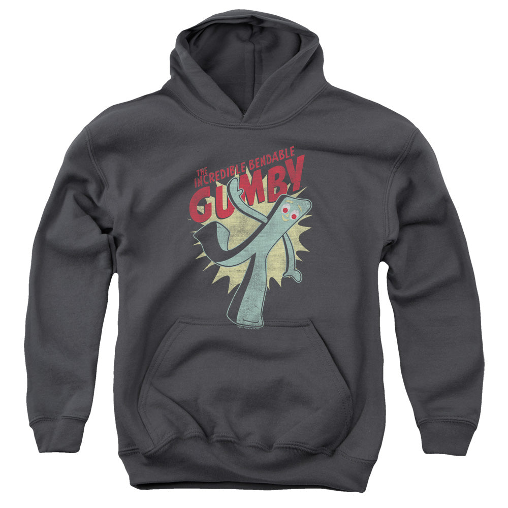 Gumby Bendable Kids Youth Hoodie Charcoal