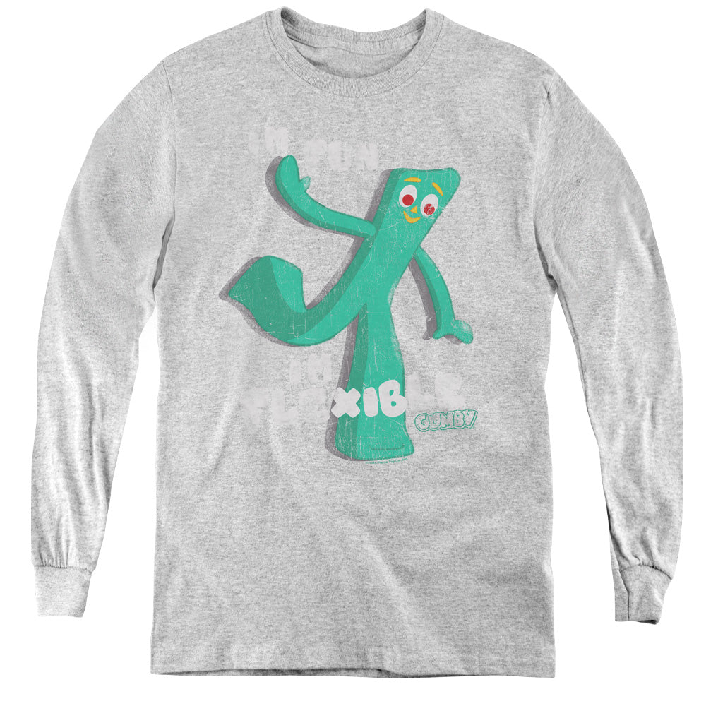 Gumby Flex Long Sleeve Kids Youth T Shirt Athletic Heather