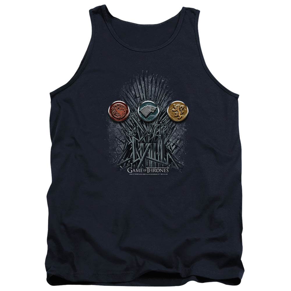 Game Of Thrones For The Throne Sigils Mens Tank Top Shirt Navy Officially Licensed