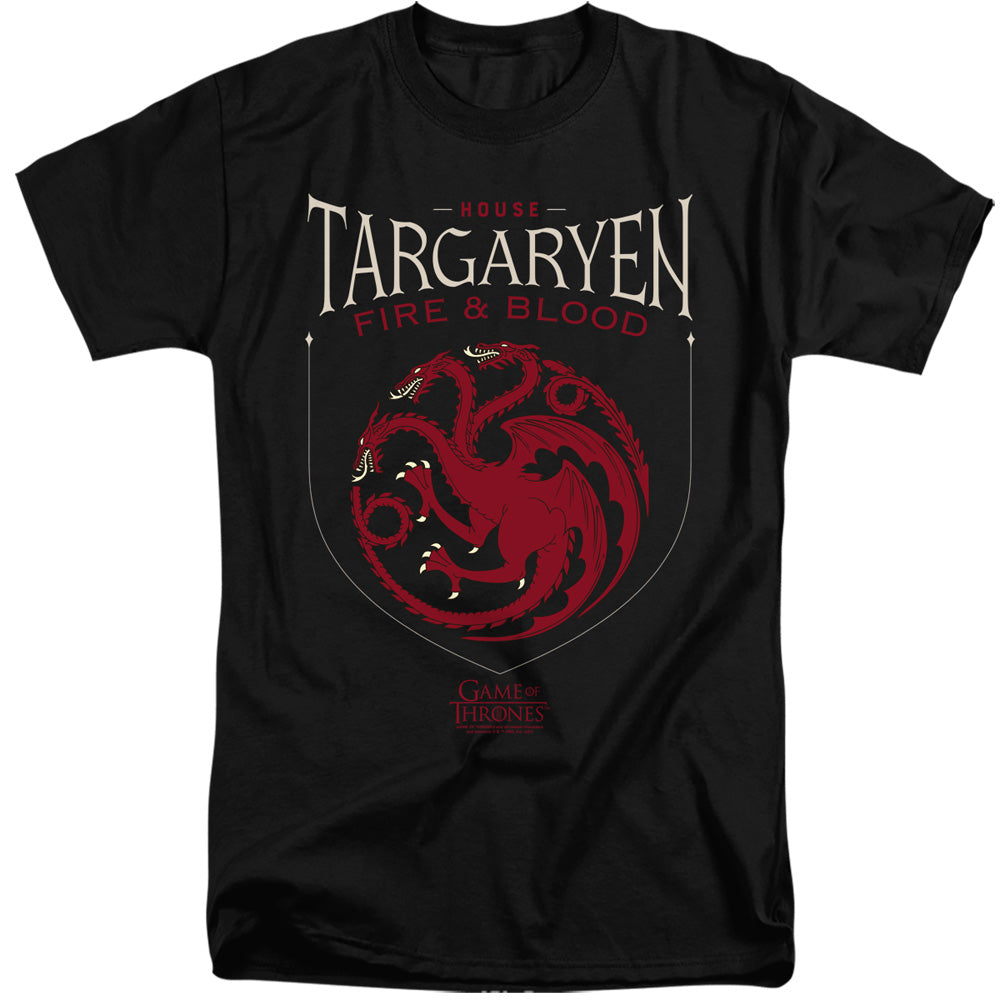 Game Of Thrones House Targaryen Sigil Mens Tall T Shirt Black Officially Licensed