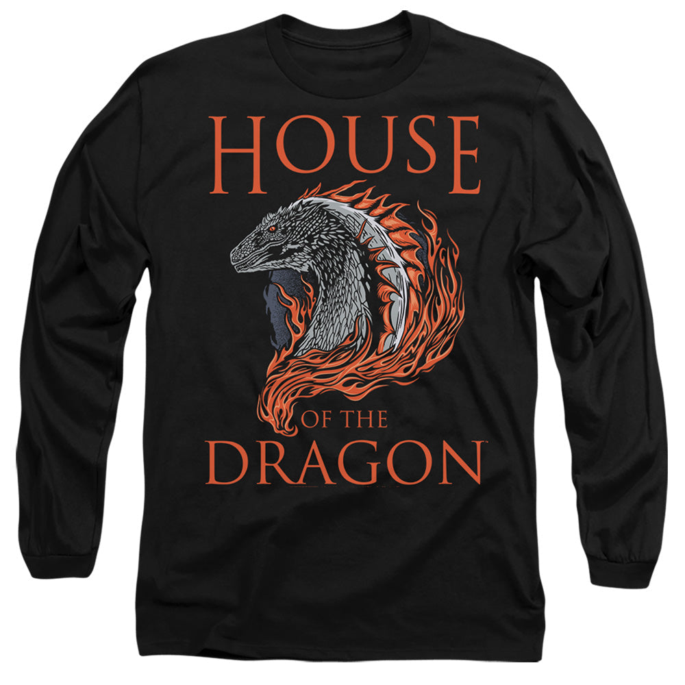 House Of The Dragon Hod Dragon Illustration Mens Long Sleeve Shirt Black Officially Licensed