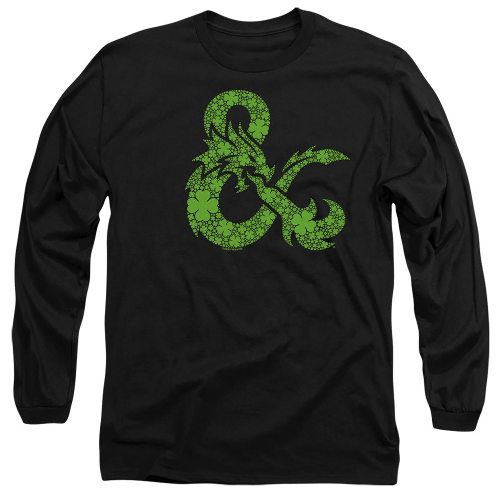 Dungeons And Dragons St. Patrick'S Day Shamrock Logo Mens Long Sleeve Shirt Black Officially Licensed