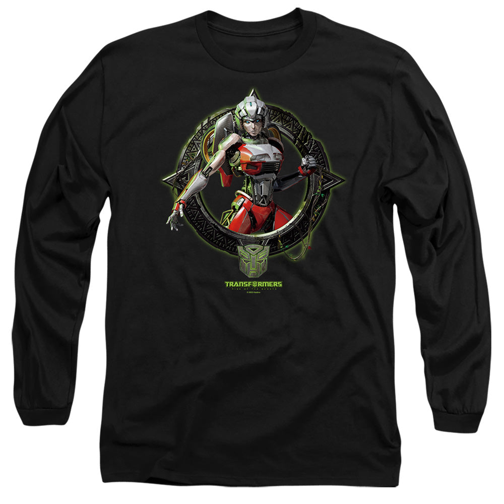 Transformers Arcee Circle Frame Mens Long Sleeve Shirt Black Officially Licensed