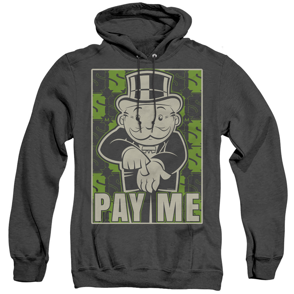 Monopoly Pay Me Mens Heather Hoodie Black Officially Licensed