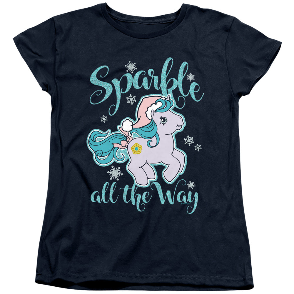 My Little Pony Retro Sparkle All the Way Womens T Shirt Navy Blue Officially Licensed