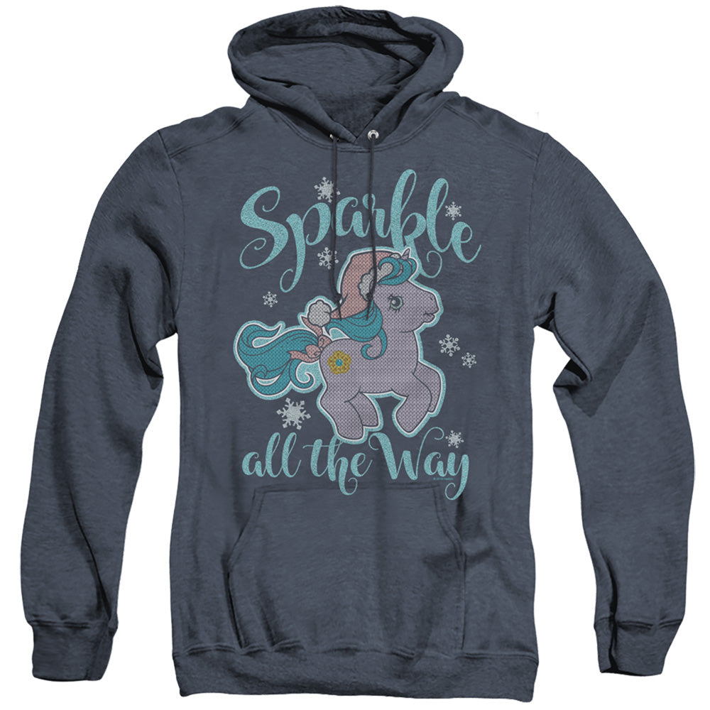 My Little Pony Retro Sparkle All the Way 2 Heather Mens Hoodie Navy Blue Officially Licensed