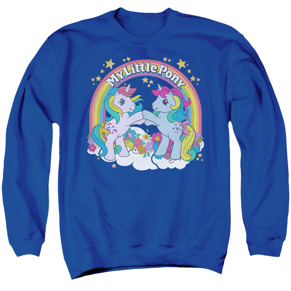 My Little Pony Retro Unicorn Fist Bump Mens Crewneck Sweatshirt Royal Blue Officially Licensed