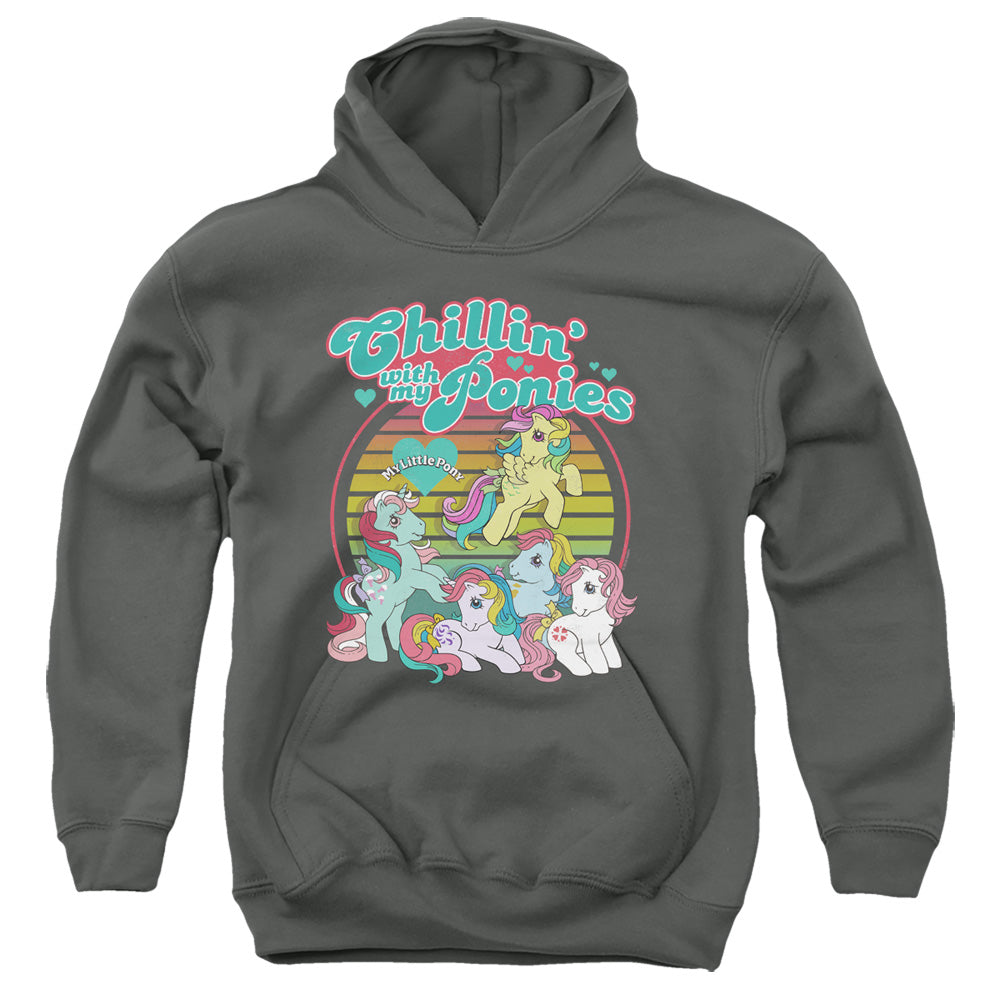 My Little Pony Retro Chillin With My Ponies Kids Youth Hoodie Charcoal Officially Licensed