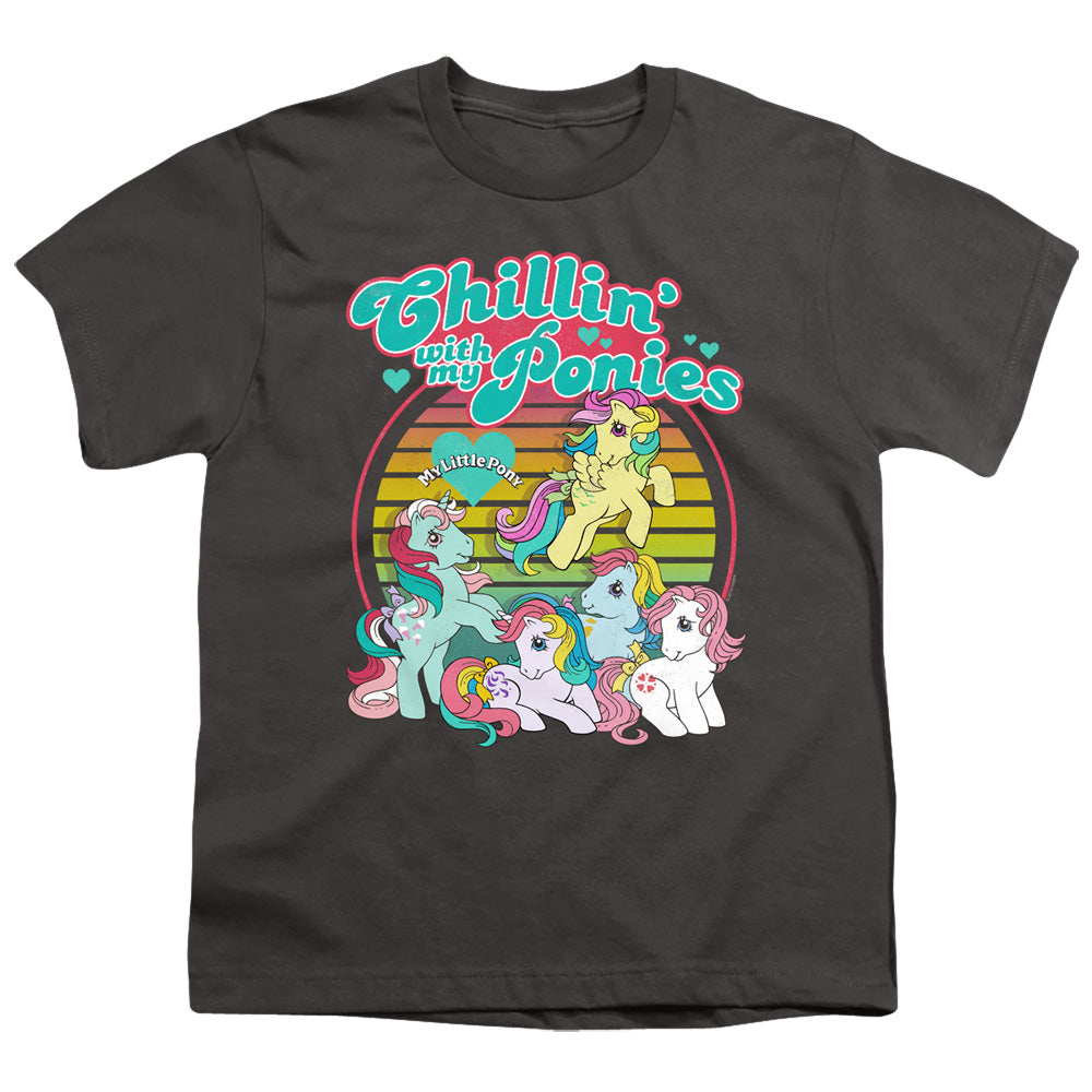 My Little Pony Retro Chillin With My Ponies Kids Youth T Shirt Charcoal Officially Licensed