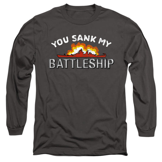 Battleship Sunk Mens Long Sleeve Shirt Charcoal Officially Licensed