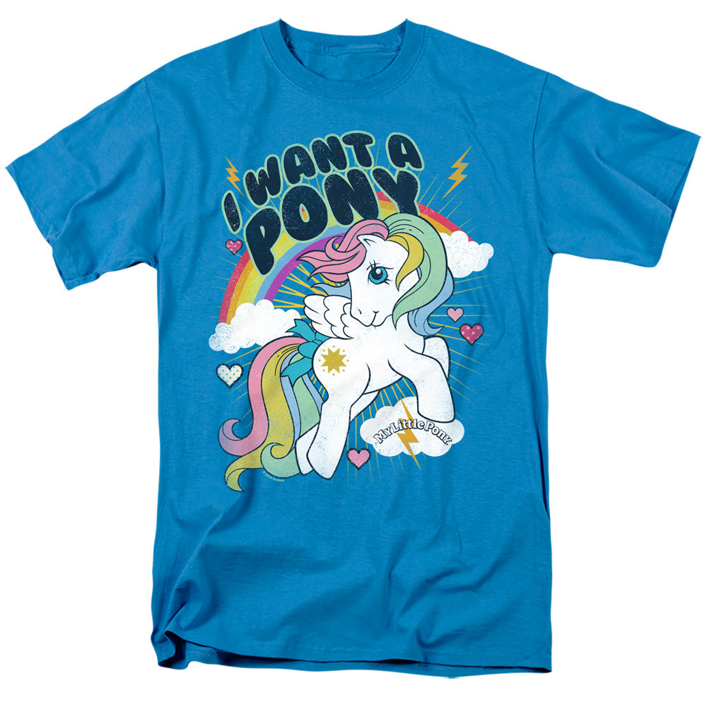 My Little Pony Retro I Want A Pony Mens T Shirt Turquoise Officially Licensed