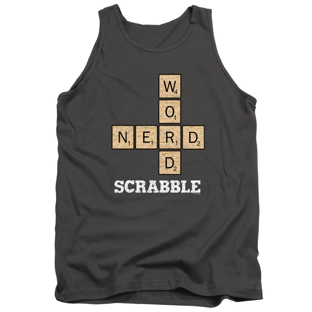 Scrabble Word Nerd Mens Tank Top Shirt Charcoal Officially Licensed