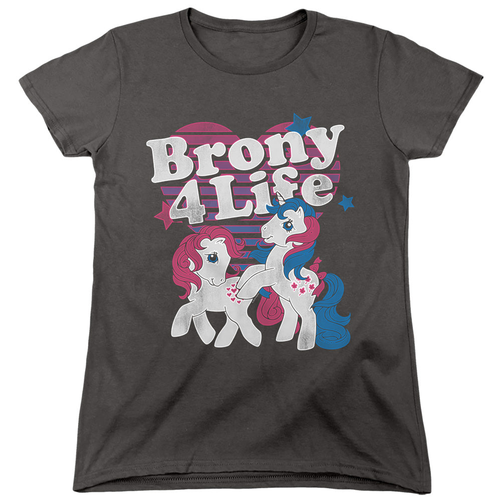 My Little Pony Retro Brony 4 Life Womens T Shirt Charcoal Officially Licensed