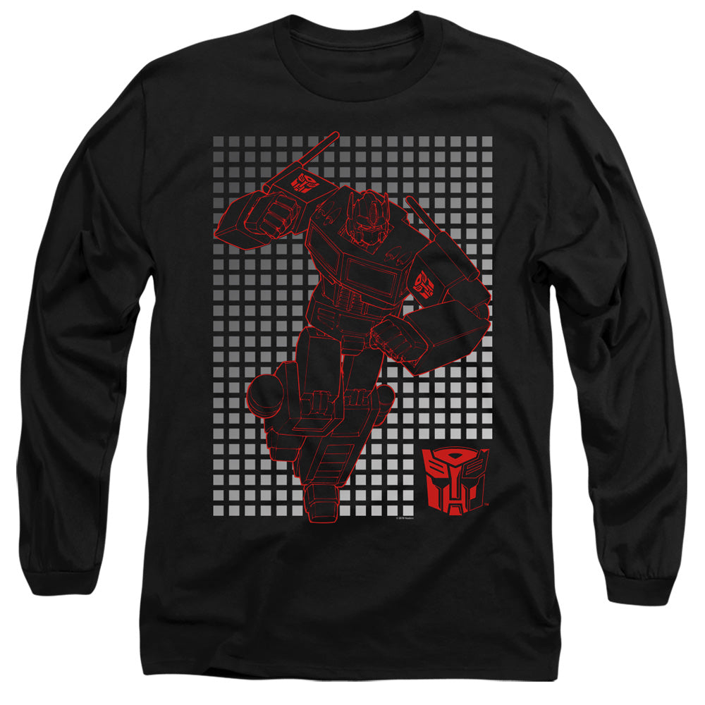 Transformers Optimus Grid Mens Long Sleeve Shirt Black Officially Licensed