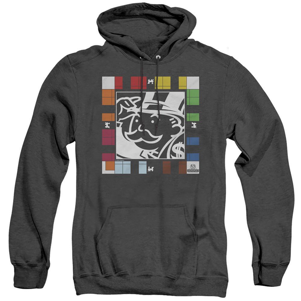 Monopoly Game Board Mens Heather Hoodie Black Officially Licensed