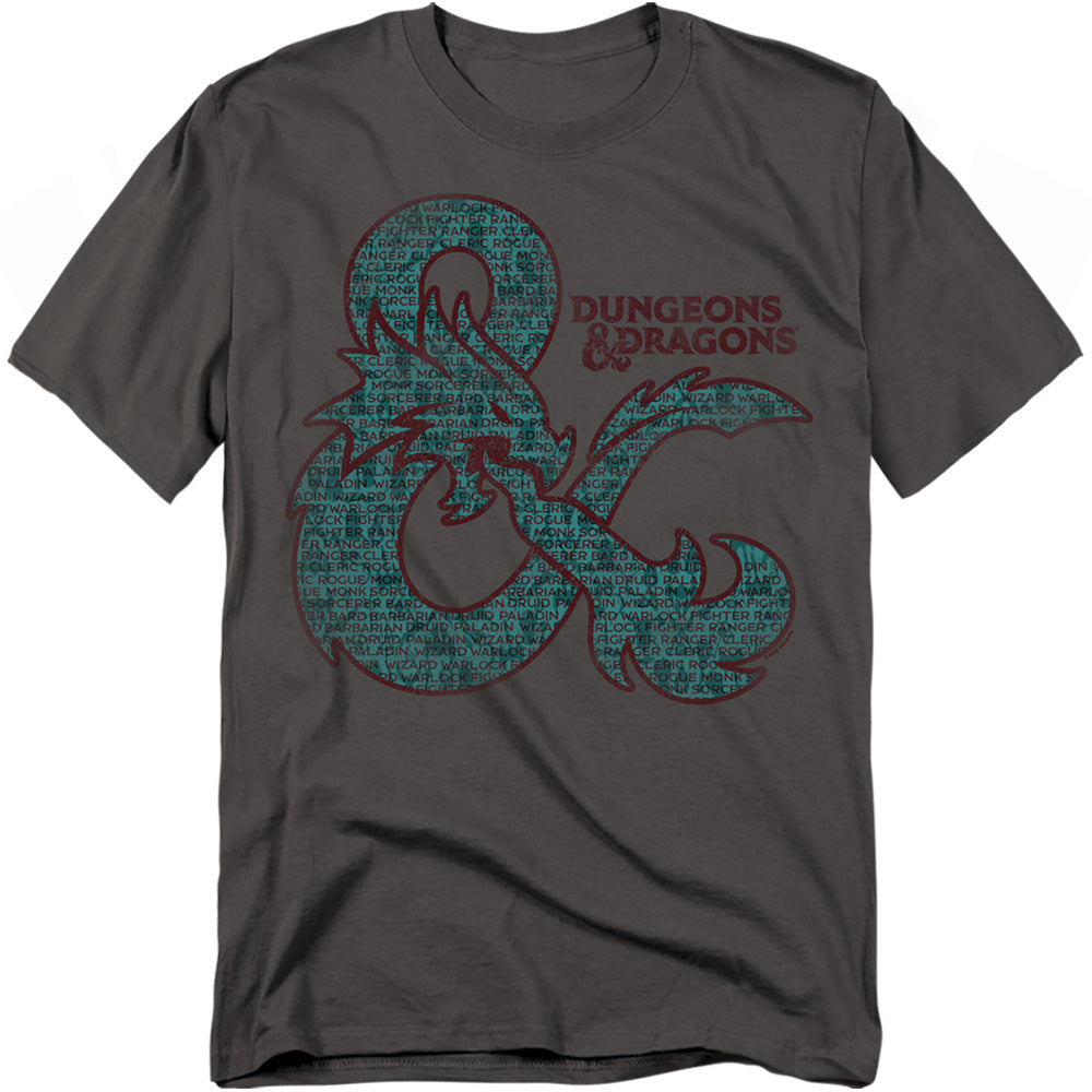 Dungeons And Dragons Ampersand Classes Mens T Shirt Charcoal Officially Licensed