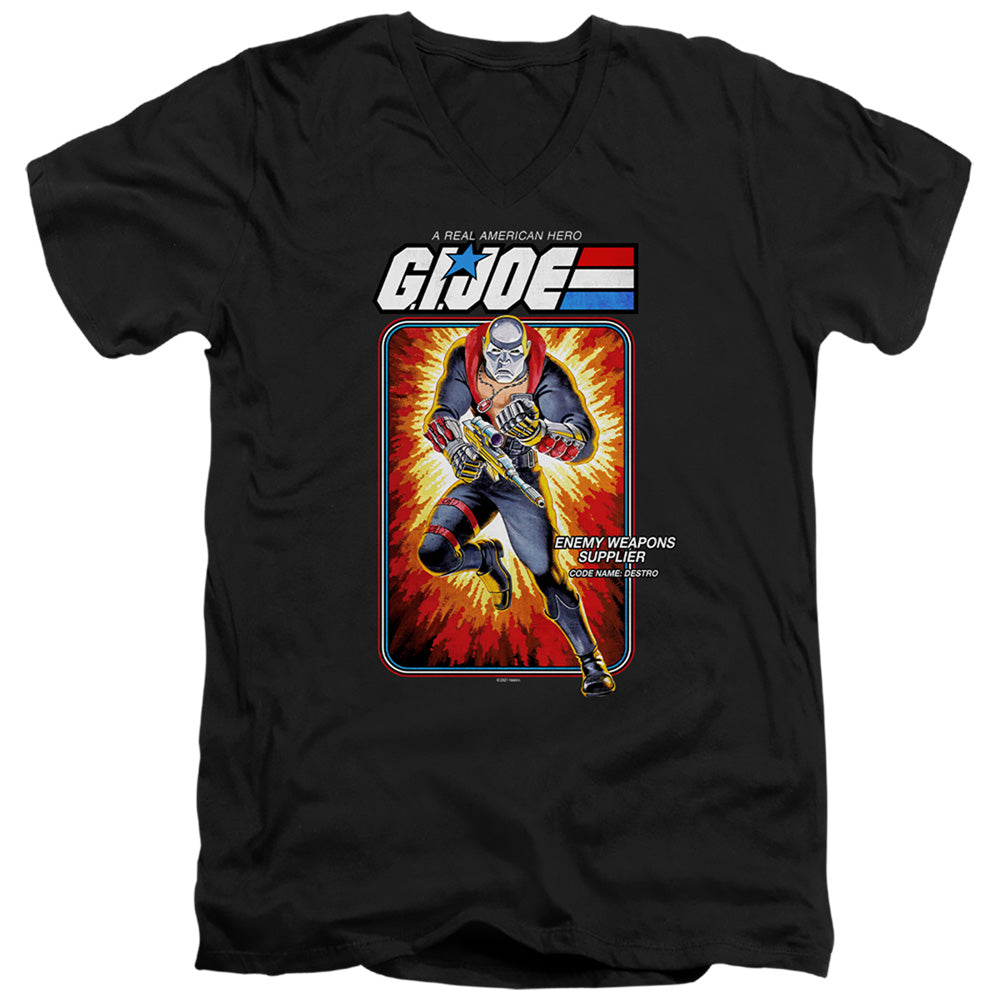 G.I. Joe Destro Card Mens Slim Fit V-Neck T Shirt Black Officially Licensed