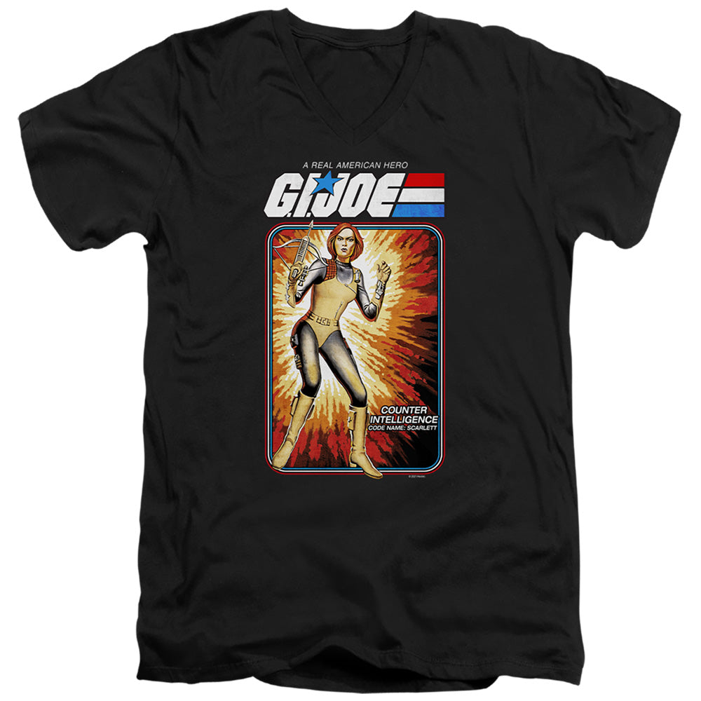 G.I. Joe Scarlett Card Mens Slim Fit V-Neck T Shirt Black Officially Licensed