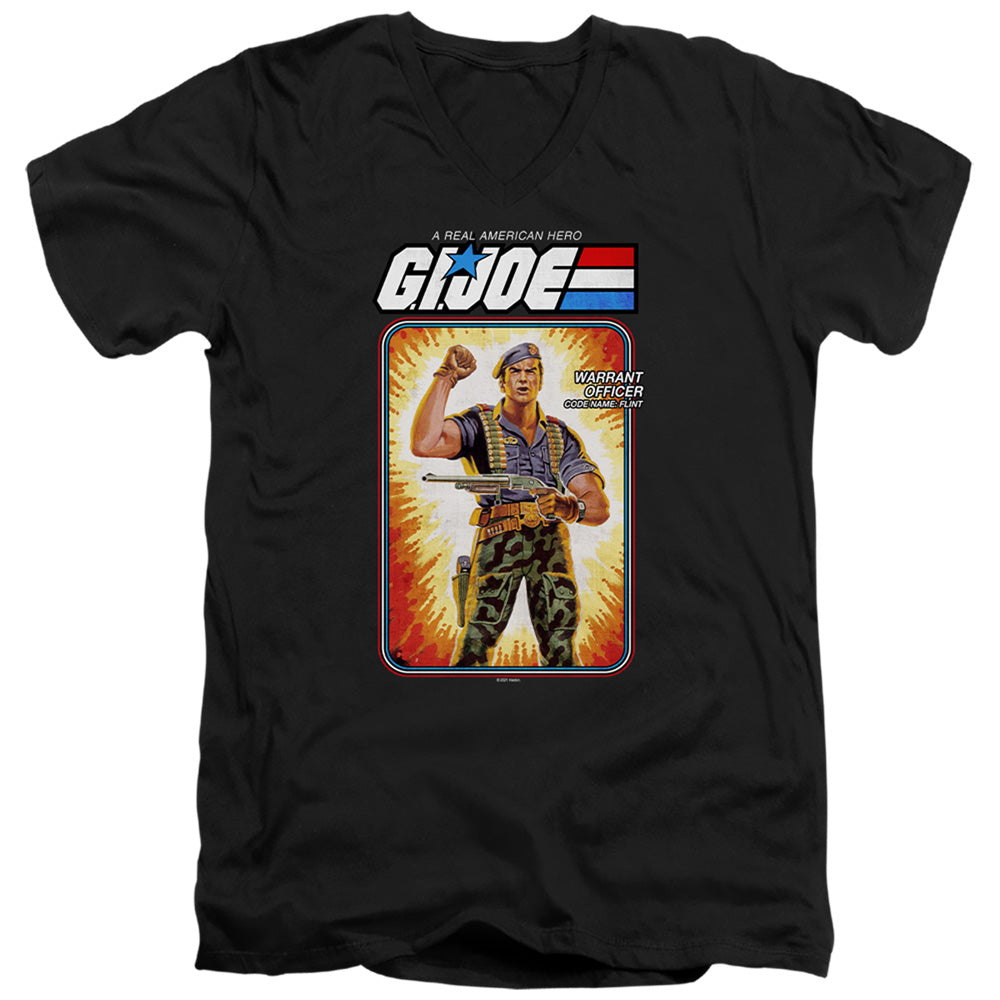 G.I. Joe Flint Card Mens Slim Fit V-Neck T Shirt Black Officially Licensed