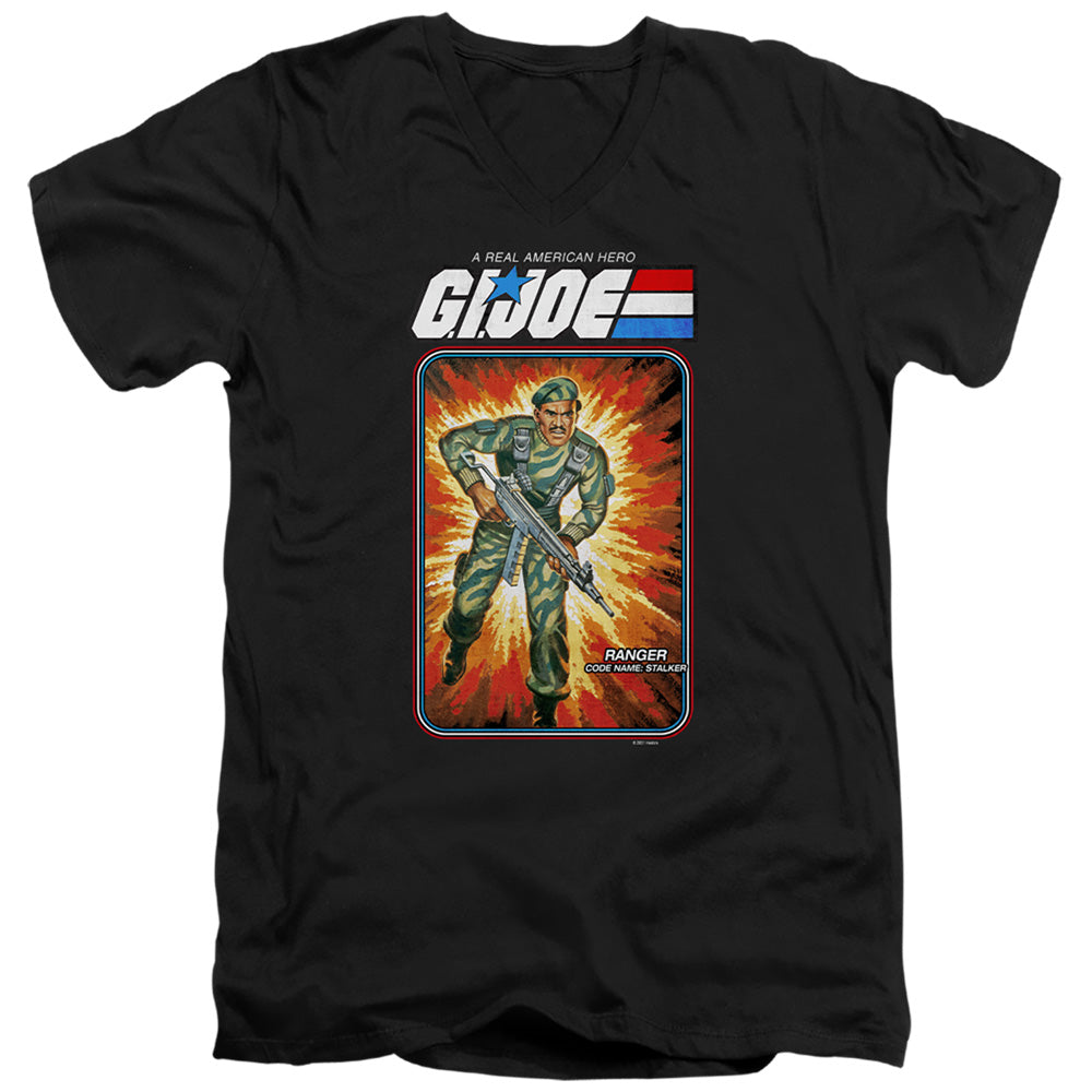G.I. Joe Stalker Card Mens Slim Fit V-Neck T Shirt Black Officially Licensed