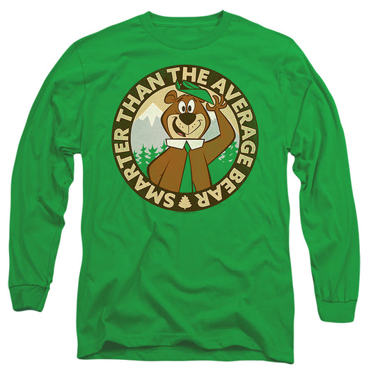 Yogi Bear Arter Than Average Mens Long Sleeve Shirt Kelly Green Officially Licensed