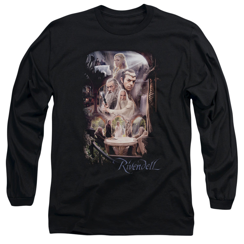 The Hobbit Rivendell Mens Long Sleeve Shirt Black Officially Licensed