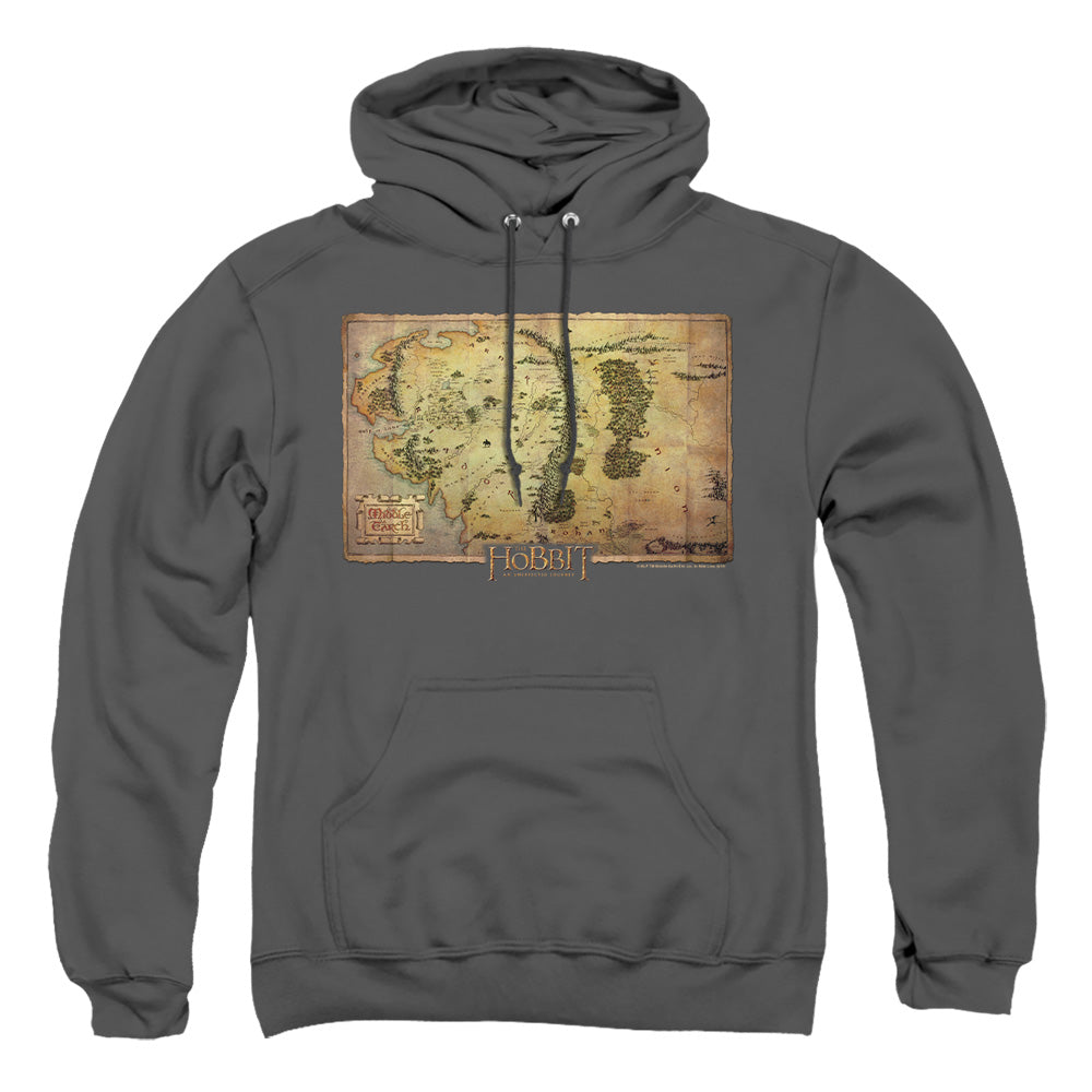 The Hobbit Middle Earth Map Mens Hoodie Charcoal Officially Licensed