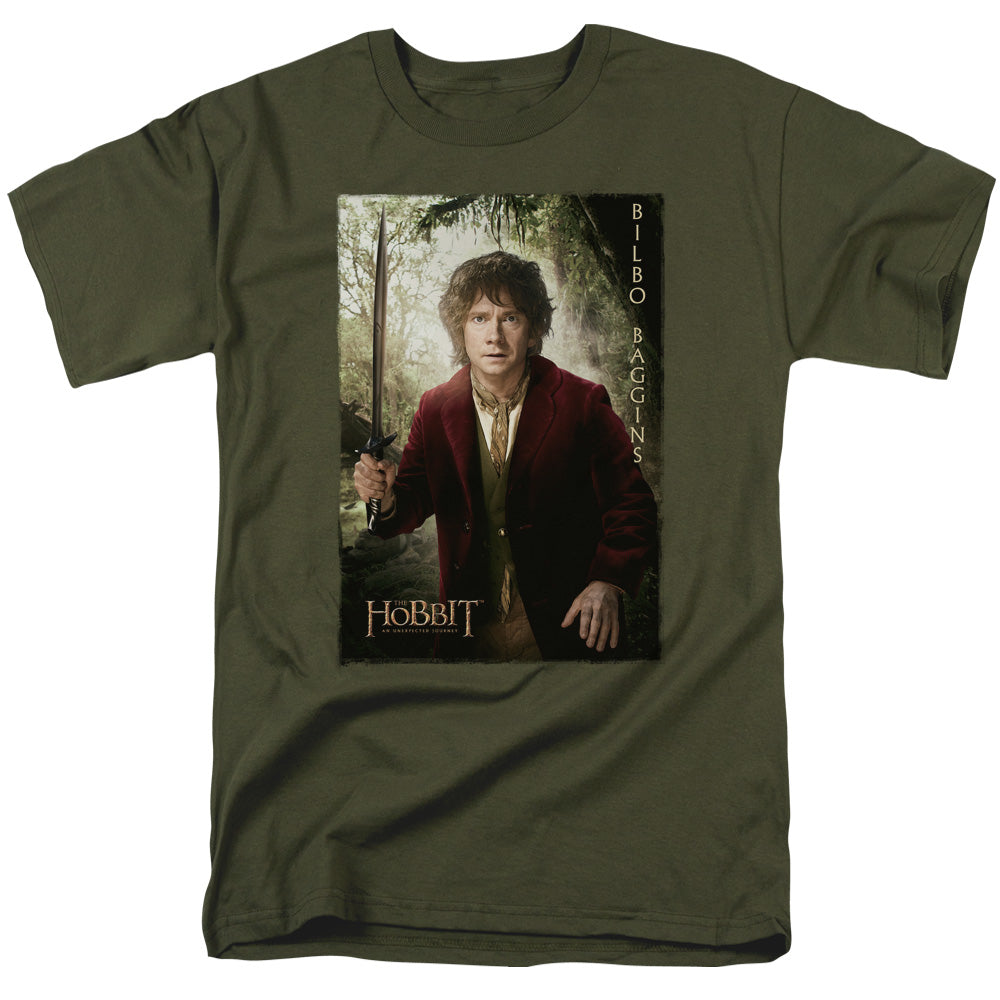 The Hobbit Bilbo Poster Mens T Shirt Military Green Officially Licensed