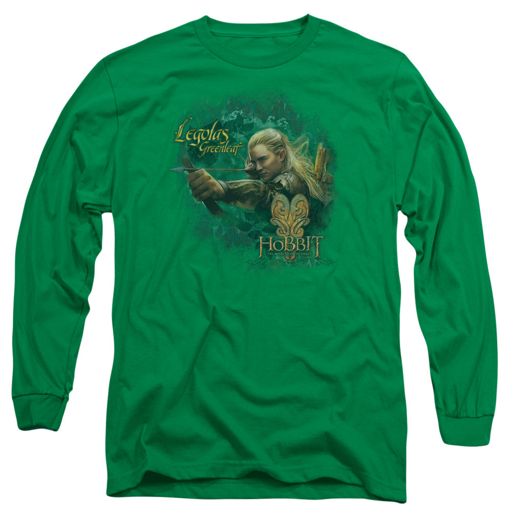 Hobbit Greenleaf Mens Long Sleeve Shirt Kelly Green Officially Licensed