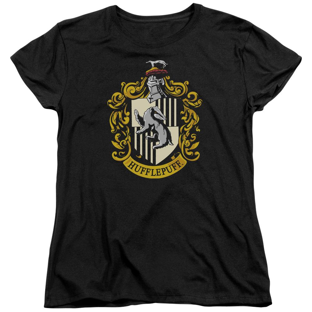 Harry Potter Hufflepuff Crest Womens T Shirt Black Officially Licensed