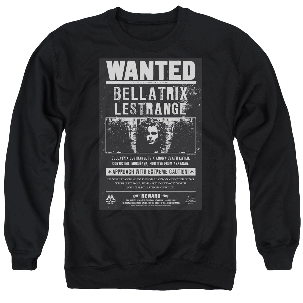 Harry Potter Wanted Bellatrix Mens Crewneck Sweatshirt Black Officially Licensed