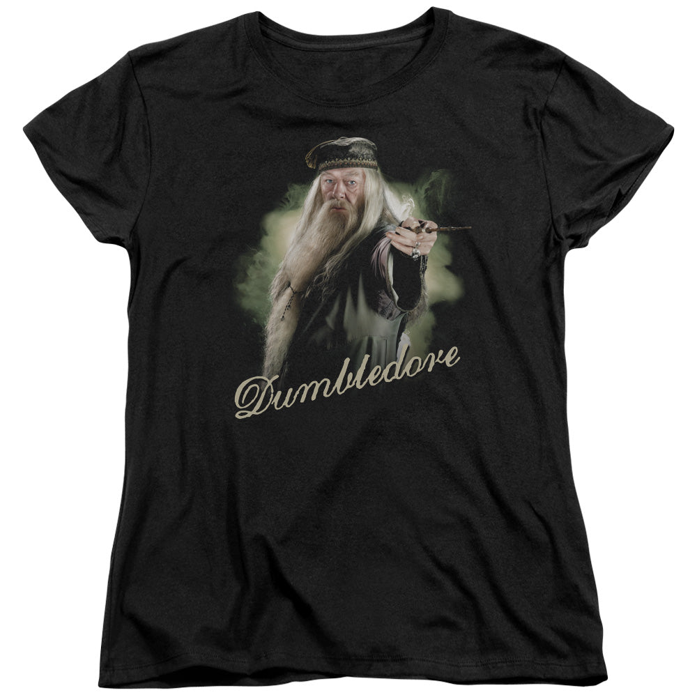 Harry Potter Dumbledore Wand Womens T Shirt Black Officially Licensed