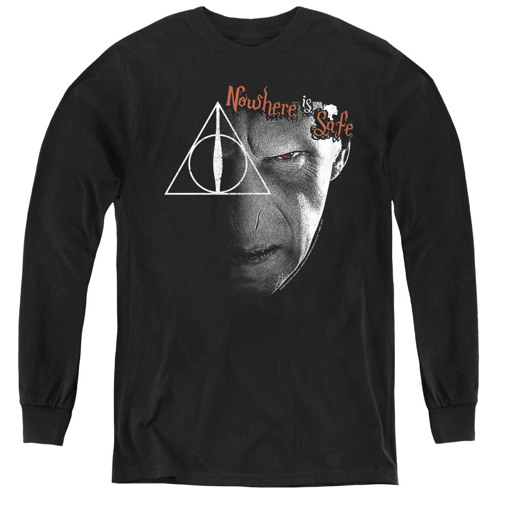 Harry Potter Nowhere is Safe Long Sleeve Kids Youth T Shirt Black Officially Licensed