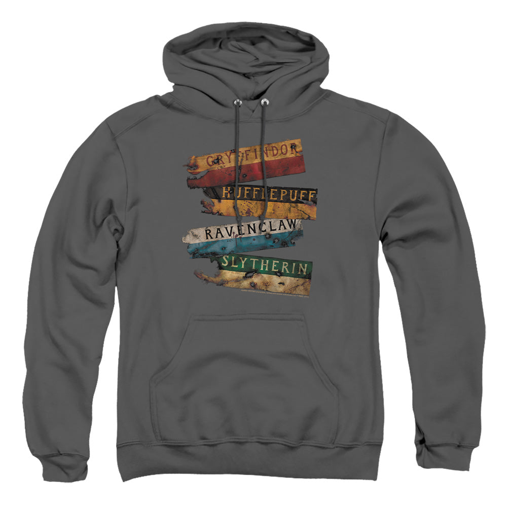 Harry Potter Burnt Banners Mens Hoodie Charcoal Officially Licensed
