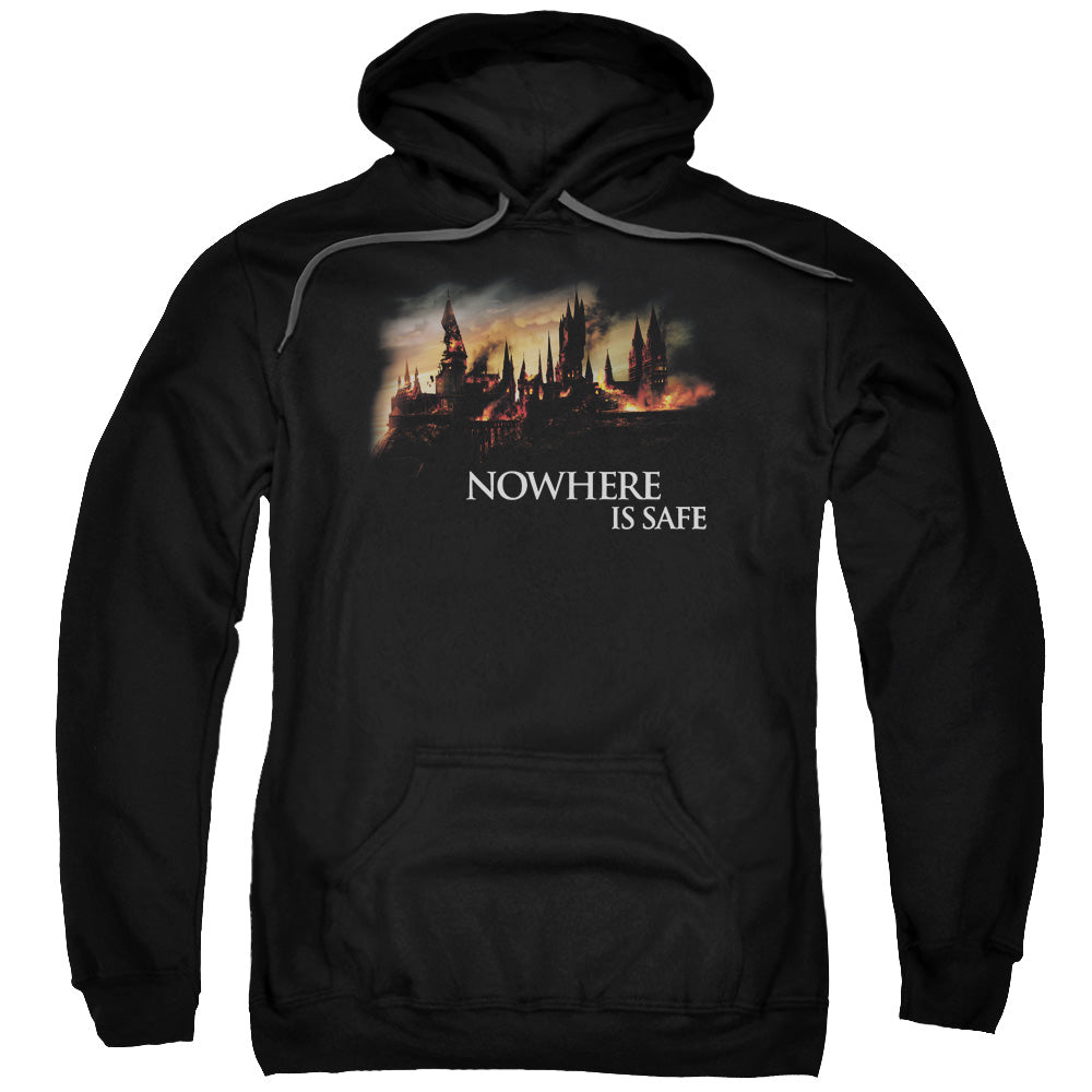 Harry Potter Burning Hogwarts Mens Hoodie Black Officially Licensed