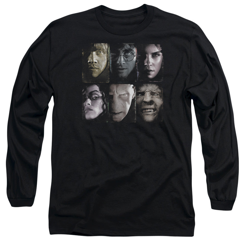 Harry Potter Horizontal Heads Mens Long Sleeve Shirt Black Officially Licensed Officially Licensed