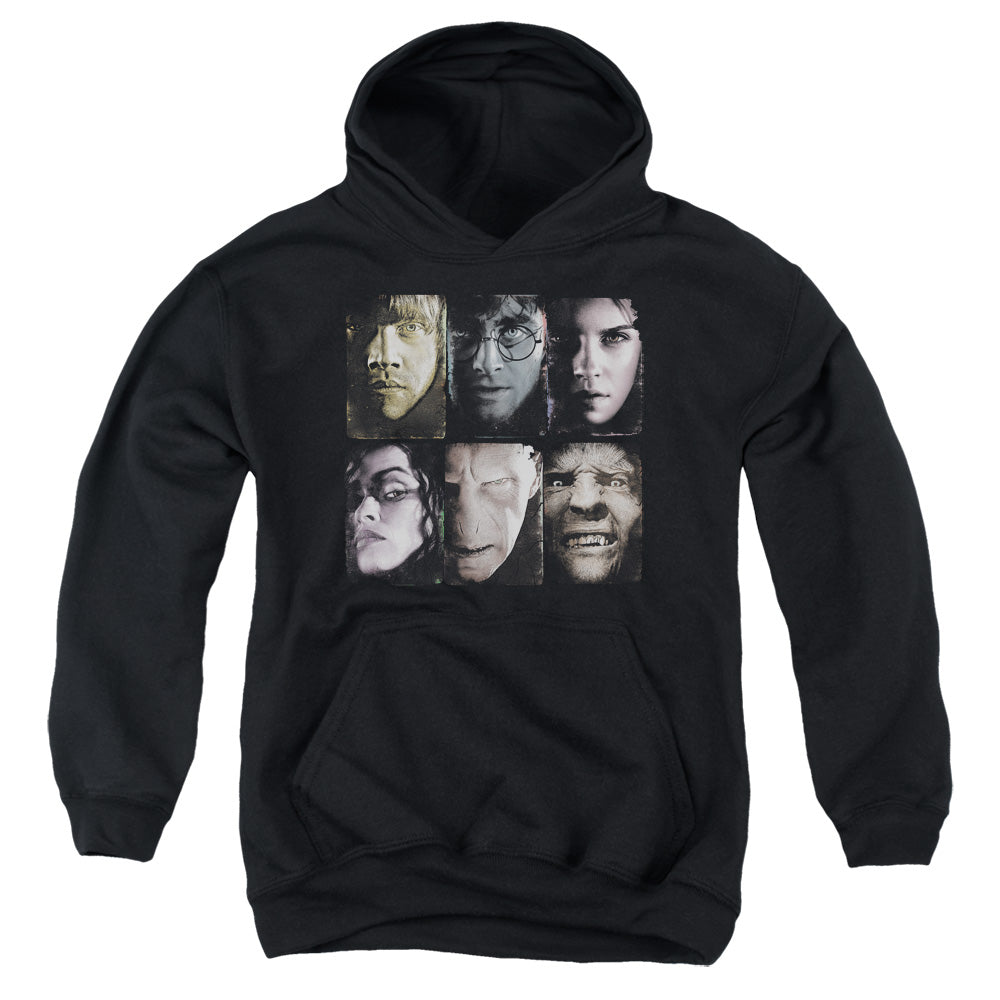 Harry Potter Horizontal Heads Kids Youth Hoodie Black Officially Licensed