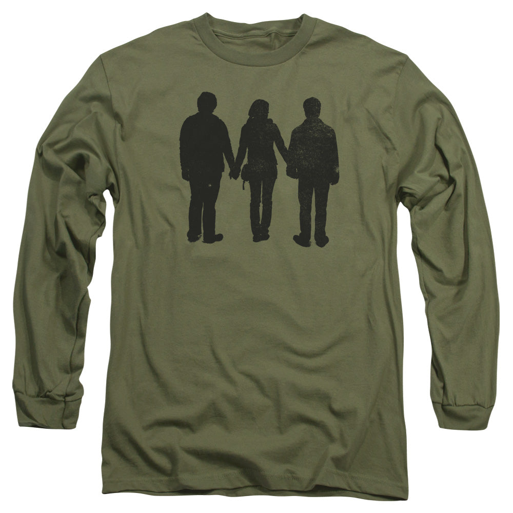 Harry Potter Three Stand Alone Mens Long Sleeve Shirt Military Green Officially Licensed Officially Licensed
