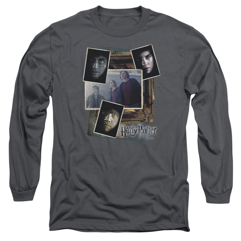 Harry Potter Trio Collage Mens Long Sleeve Shirt Charcoal Officially Licensed Officially Licensed